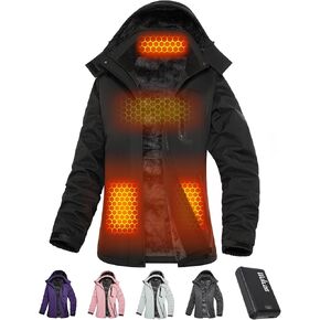 Wulcea Women Graphene Heated Jacket Battery Pack Charger Ladies Electric Warming Coat