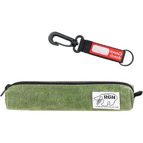 Rough Enough Small Pencil Pouch Pen Case for Boys Girls Adults with Aesthetic Slim Thin design School Stationary Art Supplies Canvas Army Green