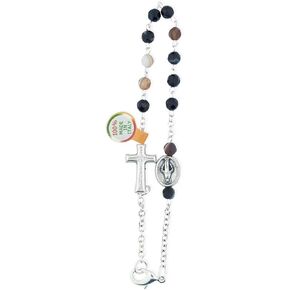 Deluxe One Decade Rosary Bracelet with Brazilian Agate Beads and Clasp (Amber)