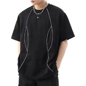 Suede Shirt Oversized Tshirts for Men Streetwear Baggy Shirts Summer Tops