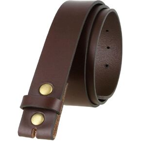BS1050 Genuine Full Grain Leather Belt Strap with Snaps on 1-1/4"(32mm)& 1-3/8"(35mm)& 1-1/2''(38mm) Wide