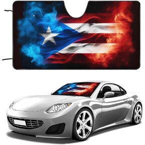 Puerto Rico Flag Windshield Sun Shade Foldable Reflective Sun Shade Blocks UV Rays,Car Interior Accessories