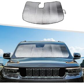 Jimen for Grand Cherokee Window Shade, Windshield Sunshade Front Sun Visor Heat Shield Compatible with Jeep Grand Cherokee 2022-2023