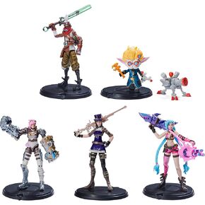 League of Legends, Dual Cities Pack w/Exclusive Jinx, Heimerdinger, Vi, Caitlyn, and Ekko, 4-Inch Collectible Figures, Accessories, Ages 12 and Up