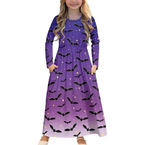 Girls Long Sleeve Dress 5-14 Y A Line Dress Toddler Sweet Swing Twirly Dress