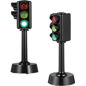 jarbins Traffic Light Toy for Kids, 2Pcs Mini Traffic Light Traffic Signal Light Lamp Stop Light Model Red Light Green Light Game Early Education Playset Toddler Party Favor
