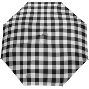 AUUXVA Sun Umbrella Classic Buffalo Plaid Check UV Protection Umbrella for Rain Windproof Umbrella Auto Open Close Folding Umbrella for Walking Travel Outdoor, Lightweight/Compact