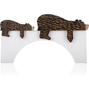 2 Pcs Bear Wooden Door Topper Decor Adorable Bear Shape Art Door Topper Sleeping Bear Woodland Nursery Decor Statue Forest Animal Door Corner for Christmas Party Shelf Home Office Bedroom
