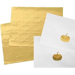 Whaline 500Pcs Gold Foil Fall Pumpkin Stickers Envelope Seal Stickers Self-Adhesive Autumn Pumpkin Label Decals for Greeting Invitation Cards Envelope Sealing Birthday Gift Wrapping Supplies in Kuwait
