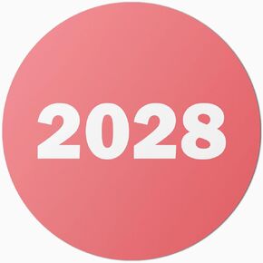 2028 Year Labels Stickers (Peach) - 0.75" Round Circle Dot Color Coded Label Chart Stickers for Class of 2028 Graduation, Medical Files, Book Keeping, Inventory Supplies (300 Labels on Sheet)