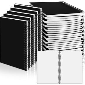 Fulmoon 50 Pcs Black Sketch Book Blank Spiral Notebook Unlined Soft Cover Kraft Drawing Book Notepad Bulk for Students Artist School Travel Office Supplies 100 Pages/ 50 Sheets 7.5'' x 5.1''