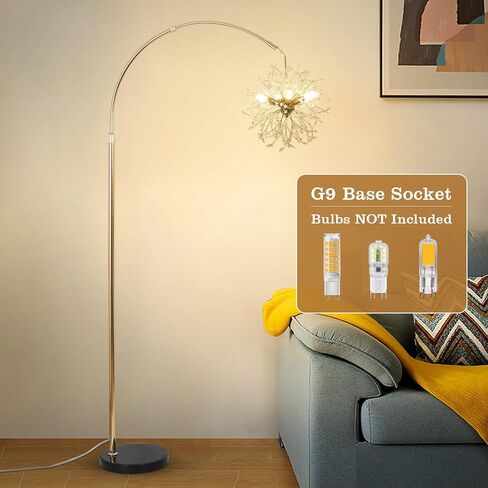 Airposta Gold Floor Lamp for Bedroom with K9 Crystal, Modern Arc Floor Lamps for Living Room, Mid Century Over Couch Arched Standing Lamp, Adjustable Tall Lamp for Girls Room Decor, Office, Corner in Saudi Arabia