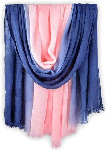 Women Summer Cotton Linen Scarfs Gradient Two-tone Shawl Beach Gauze Long Lightweight Travel Wrap 75"×35" in Kuwait