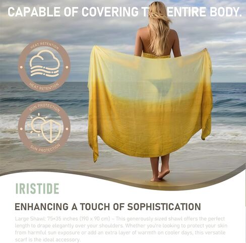 Women Summer Cotton Linen Scarfs Gradient Two-tone Shawl Beach Gauze Long Lightweight Travel Wrap 75"×35" in Kuwait