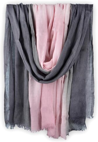 Women Summer Cotton Linen Scarfs Gradient Two-tone Shawl Beach Gauze Long Lightweight Travel Wrap 75"×35" in Kuwait