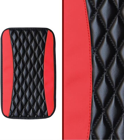 Universal Car Center Console Cushion Pad,Leather Auto Center Console Cover,car armrest Cover,Waterproof and Anti-Scratch Armrest Seat Box Cover Profector,Interior Accessories (Red) in Saudi Arabia