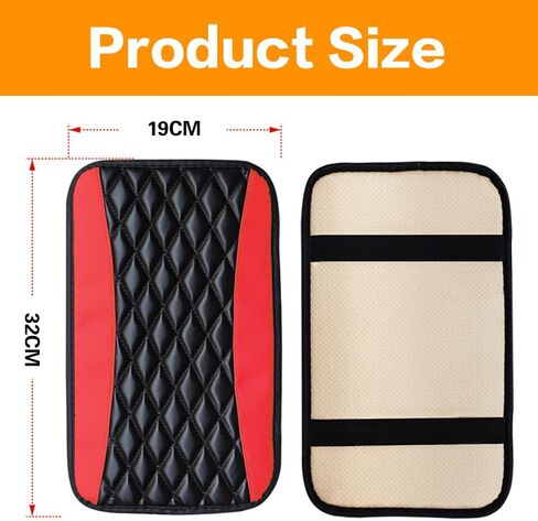 Universal Car Center Console Cushion Pad,Leather Auto Center Console Cover,car armrest Cover,Waterproof and Anti-Scratch Armrest Seat Box Cover Profector,Interior Accessories (Red) in Saudi Arabia