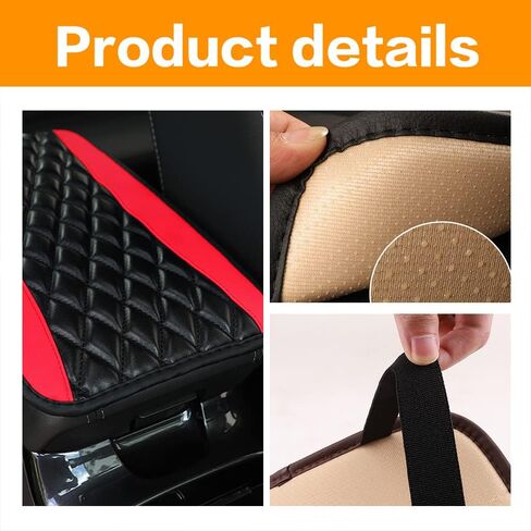 Universal Car Center Console Cushion Pad,Leather Auto Center Console Cover,car armrest Cover,Waterproof and Anti-Scratch Armrest Seat Box Cover Profector,Interior Accessories (Red) in Saudi Arabia