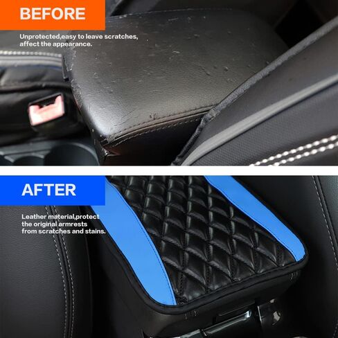 Universal Car Center Console Cushion Pad,Leather Auto Center Console Cover,car armrest Cover,Waterproof and Anti-Scratch Armrest Seat Box Cover Profector,Interior Accessories (Red) in Saudi Arabia