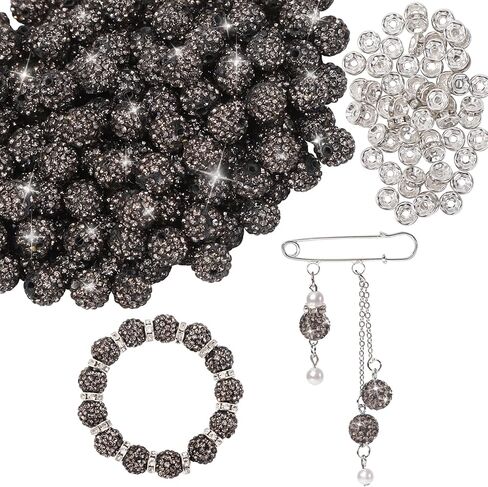 200 قطعة من خرز حجر الراين مقاس 10 مم للحرف اليدوية والخرز المباعد للحرف اليدوية، خرز صلصال كرة ديسكو لامعة وخرز كريستالي ماسي للقلادة والأقراط وصنع المجوهرات باللون الأرجواني in Kuwait