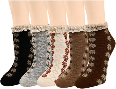 Benefeet Sox Cute Ankle Socks for Women Thick Ruffle Socks Novelty Frilly Socks Cotton Low Cut Socks Lettuce Trim Sock in Kuwait