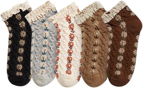 Benefeet Sox Cute Ankle Socks for Women Thick Ruffle Socks Novelty Frilly Socks Cotton Low Cut Socks Lettuce Trim Sock in Kuwait
