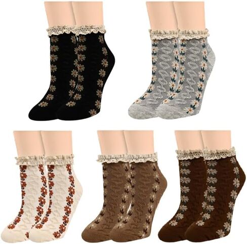 Benefeet Sox Cute Ankle Socks for Women Thick Ruffle Socks Novelty Frilly Socks Cotton Low Cut Socks Lettuce Trim Sock in Kuwait