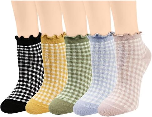 Benefeet Sox Cute Ankle Socks for Women Thick Ruffle Socks Novelty Frilly Socks Cotton Low Cut Socks Lettuce Trim Sock in Kuwait