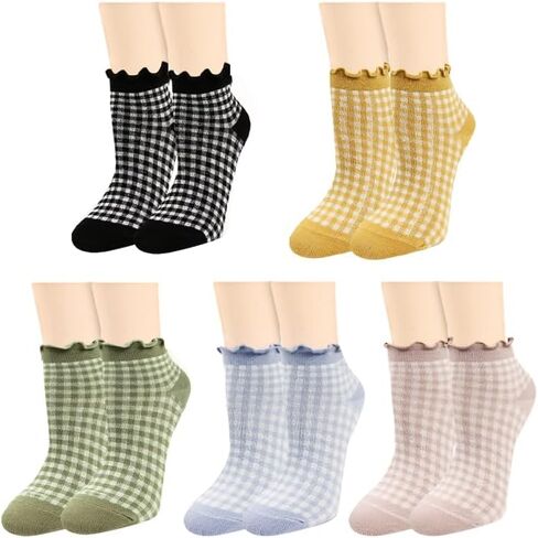 Benefeet Sox Cute Ankle Socks for Women Thick Ruffle Socks Novelty Frilly Socks Cotton Low Cut Socks Lettuce Trim Sock in Kuwait
