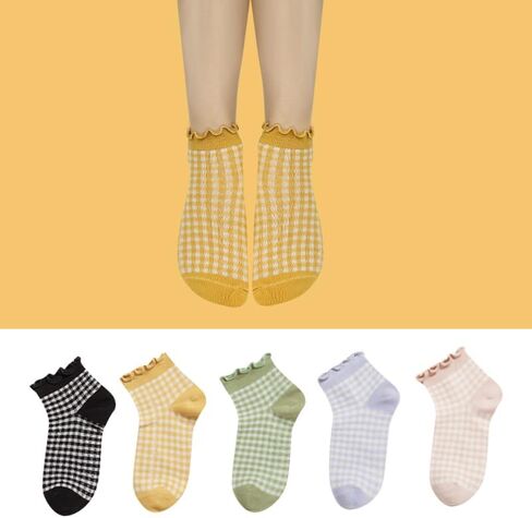 Benefeet Sox Cute Ankle Socks for Women Thick Ruffle Socks Novelty Frilly Socks Cotton Low Cut Socks Lettuce Trim Sock in Kuwait