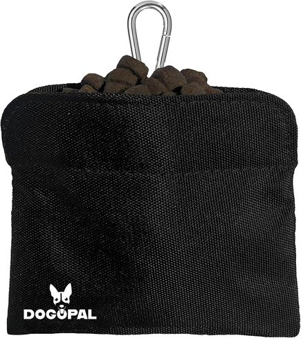 حقيبة مكافآت الكلاب من دوجوبال - أكياس مكافآت لتدريب الحيوانات الأليفة - ملحقات مشي الكلاب والسفر - سهولة الوصول بيد واحدة إلى المكافآت من الحقيبة (أسود، صغير) in Kuwait