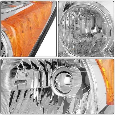 Headlight Assembly Fit for 2007-2011 Honda CR-V,Halogen Headlamp Compatible with CRV 2007 2008 2009 2010 2011 Chrome Housing Amber Reflector Replacement Driver Passenger Side in Kuwait