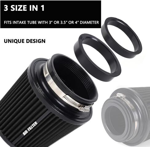 4-Inch Cold Air Intake Filter - Washable, High Performance, 3" or 3-1/2" or 4" Clamp-On Replacement Cone Air Filter Universal 3 Sizes in 1 Purple in Saudi Arabia