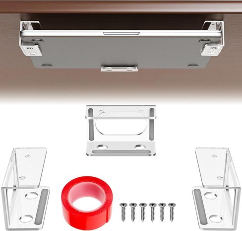 NiHome Clear Acrylic Under Desk Laptop Mount, Easy Installation Adjustable Laptop Holder, Scratch-Resistant Under-Desk Stand for MacBook, Notebook, Modem, TV Box, PS4 Slim & Keyboard in Saudi Arabia