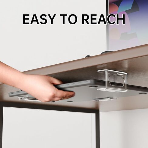 NiHome Clear Acrylic Under Desk Laptop Mount, Easy Installation Adjustable Laptop Holder, Scratch-Resistant Under-Desk Stand for MacBook, Notebook, Modem, TV Box, PS4 Slim & Keyboard in Saudi Arabia