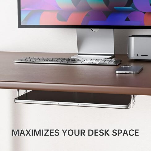 NiHome Clear Acrylic Under Desk Laptop Mount, Easy Installation Adjustable Laptop Holder, Scratch-Resistant Under-Desk Stand for MacBook, Notebook, Modem, TV Box, PS4 Slim & Keyboard in Saudi Arabia