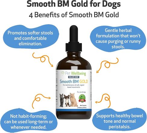 Pet Wellbeing Smooth BM Gold للقطط - تخفيف الإمساك اللطيف للقطط - مكمل عشبي طبيعي 2 أونصة (59 مل) in Kuwait