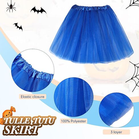 Sintege 2 Set Women Blue Tutu Costume 5 Layered Tulle Tutu Skirt Y Back Suspender Knee High Sock for Halloween Party Cosplay in Saudi Arabia