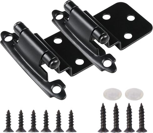 60 Pack Matte Black Cabinet Hinges - 3/8 Inch Inset, Semi-Concealed, Overlay, Soft Close, Flush Face Frame Mount in Saudi Arabia