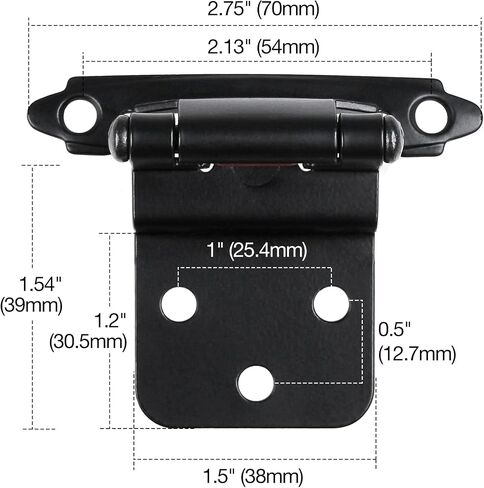 60 Pack Matte Black Cabinet Hinges - 3/8 Inch Inset, Semi-Concealed, Overlay, Soft Close, Flush Face Frame Mount in Saudi Arabia