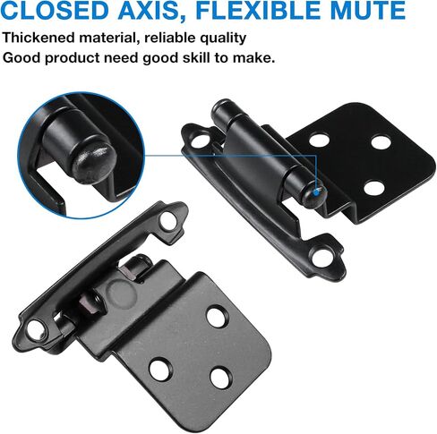 60 Pack Matte Black Cabinet Hinges - 3/8 Inch Inset, Semi-Concealed, Overlay, Soft Close, Flush Face Frame Mount in Saudi Arabia