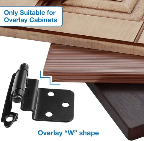 60 Pack Matte Black Cabinet Hinges - 3/8 Inch Inset, Semi-Concealed, Overlay, Soft Close, Flush Face Frame Mount in Saudi Arabia
