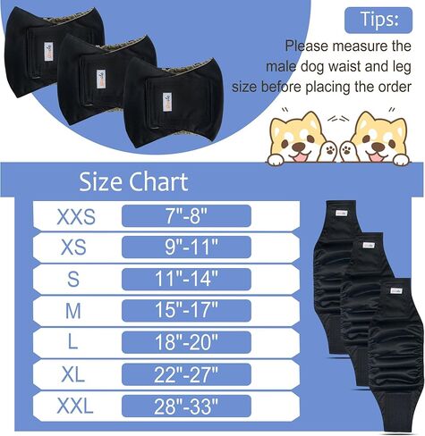 Premium Male Dog Wraps - High Absorbency Male Dog Diapers (Pack of 3) - Washable Belly Band for Male Dogs Incontinence and Puppy Training (Bear, XS) in Kuwait