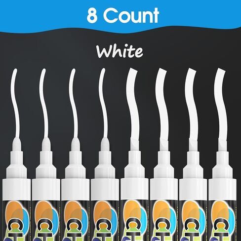 MaxGear White Liquid Chalk Markers, 8 Count White Chalk Markers White, Chalkboard Markers 6mm Reversible Bullet & Chisel Tip for Glass Window Chalkboard, Wet Erase Markers Blackboard (White, 8 Count) in Saudi Arabia