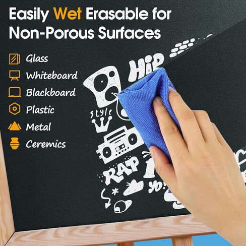 MaxGear White Liquid Chalk Markers, 8 Count White Chalk Markers White, Chalkboard Markers 6mm Reversible Bullet & Chisel Tip for Glass Window Chalkboard, Wet Erase Markers Blackboard (White, 8 Count) in Saudi Arabia