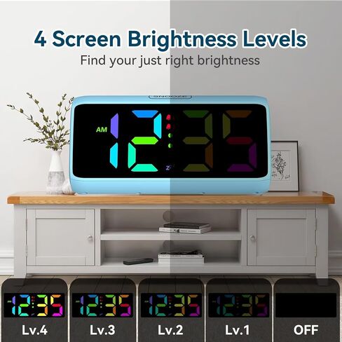 منبه بصوت عال من Netzu للنوم الثقيل، منبه RGB لغرف نوم الأطفال وكبار السن، قم بتوصيل الساعة الرقمية مع 5 مخفتات، 2 منبه، 4 أحجام وقيلولة بعد الظهر in Kuwait
