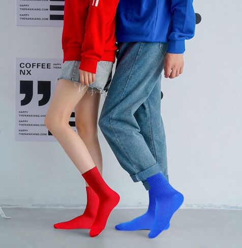 Solid Color Crew Socks Colorful Boot Sock Candy Colored Dress Socks for Women, Men in Saudi Arabia