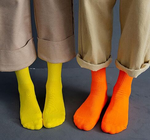 Solid Color Crew Socks Colorful Boot Sock Candy Colored Dress Socks for Women, Men in Saudi Arabia