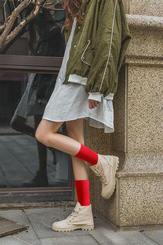 Solid Color Crew Socks Colorful Boot Sock Candy Colored Dress Socks for Women, Men in Saudi Arabia