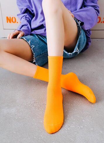 Solid Color Crew Socks Colorful Boot Sock Candy Colored Dress Socks for Women, Men in Saudi Arabia